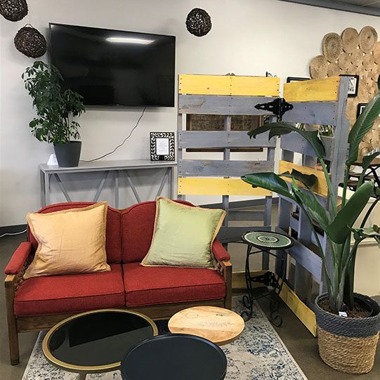 The 65-inch TV in the Overland Park event space